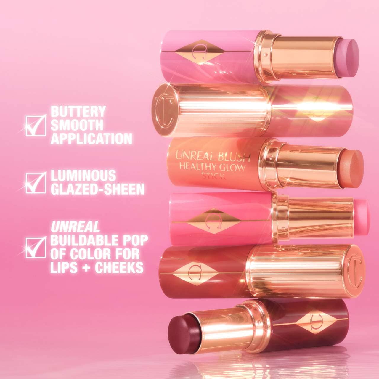 Unreal Lip + Cheek Glow Blush Stick with Hyaluronic Acid