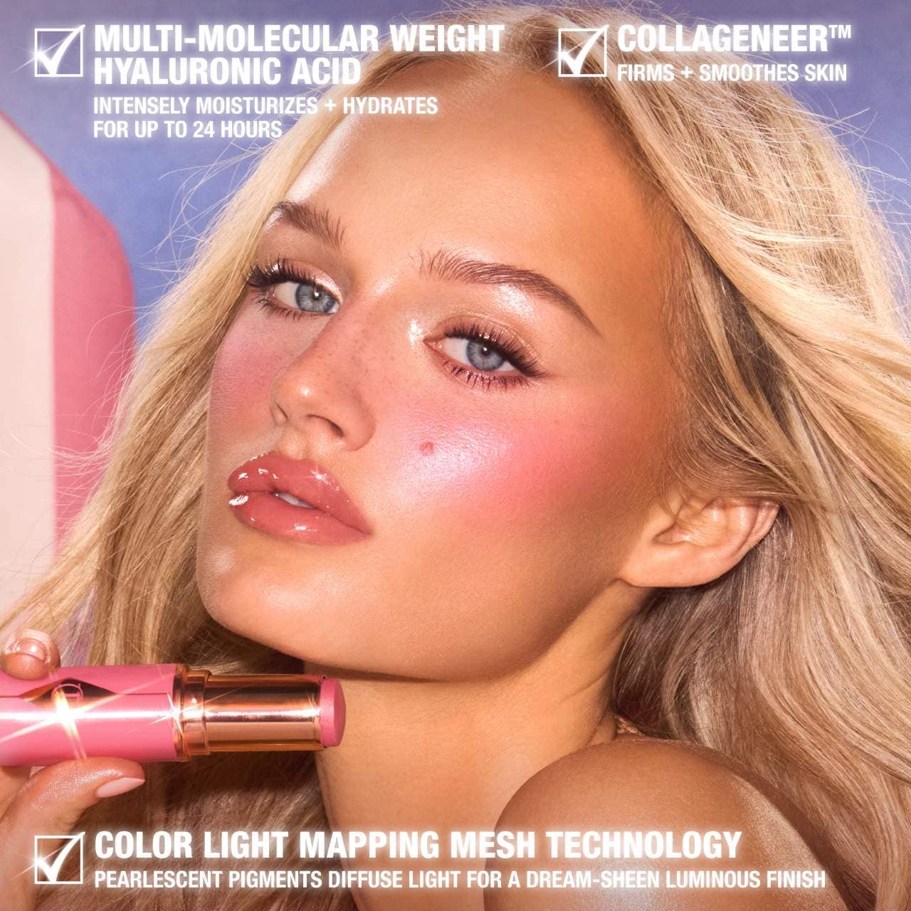 Unreal Lip + Cheek Glow Blush Stick with Hyaluronic Acid